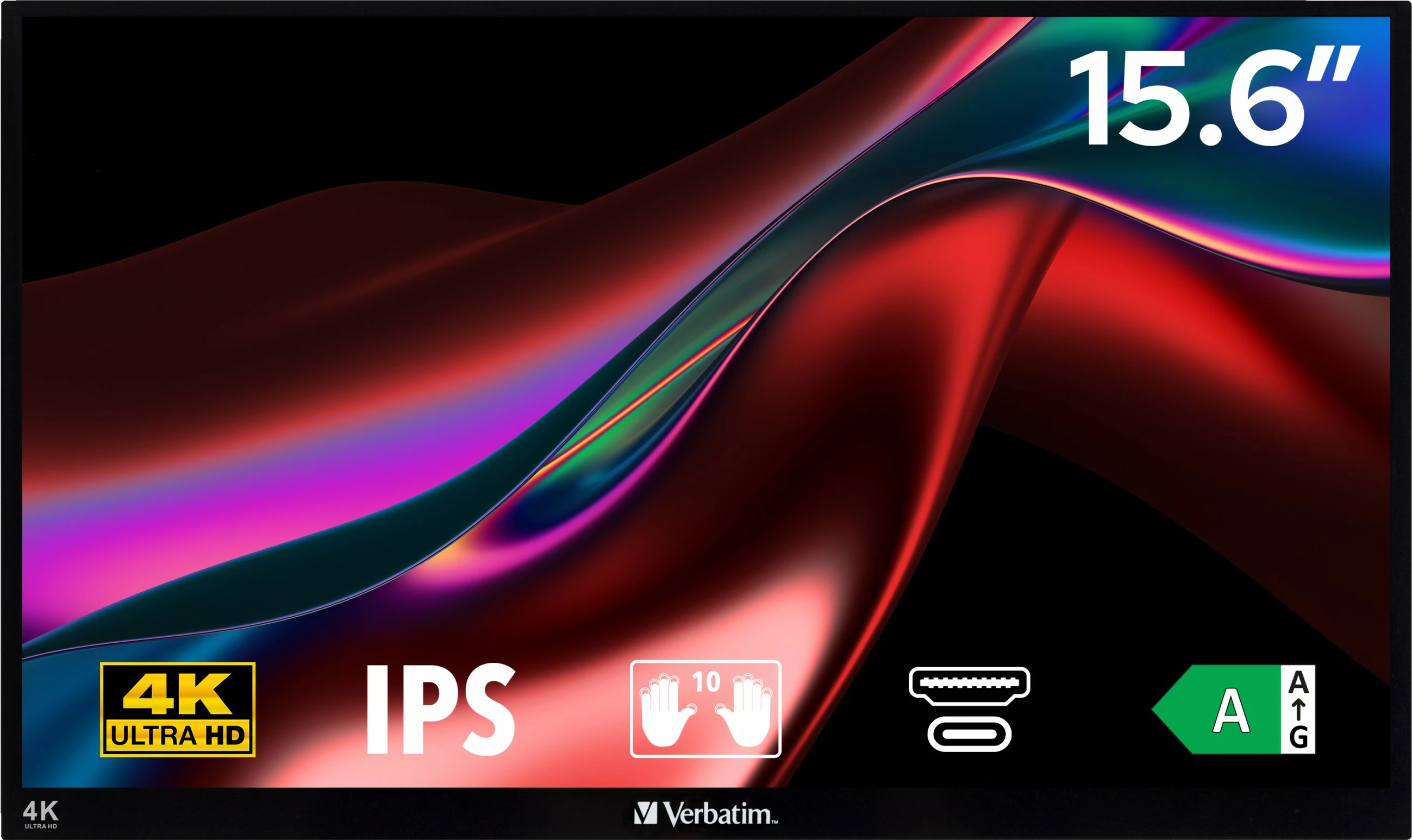 Monitor portativ touchscreen Verbatim 15.6 inch 4K Ultra HD, USB-C, HDMI, i zi