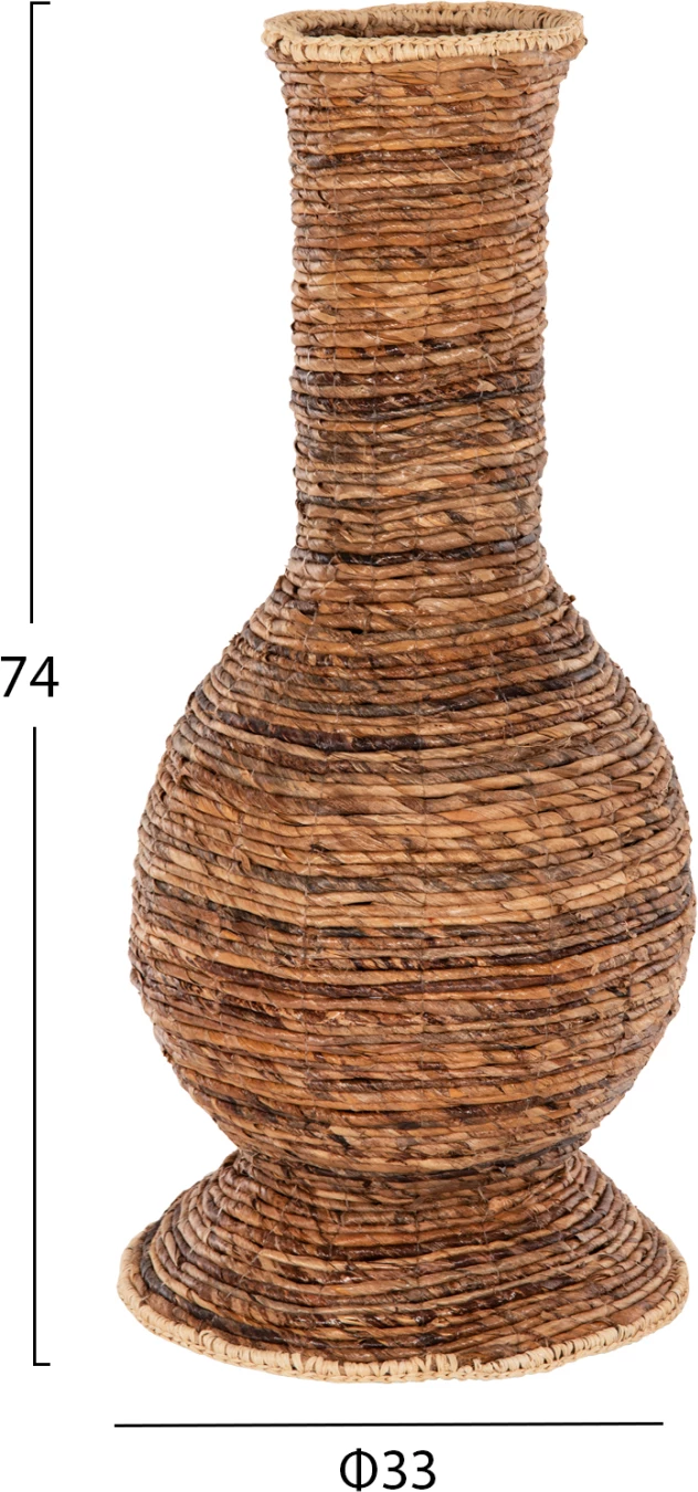 Vazo dekorative për dysheme, fibra banane, ngjyrë kafe, FH7864, Φ33x74H cm