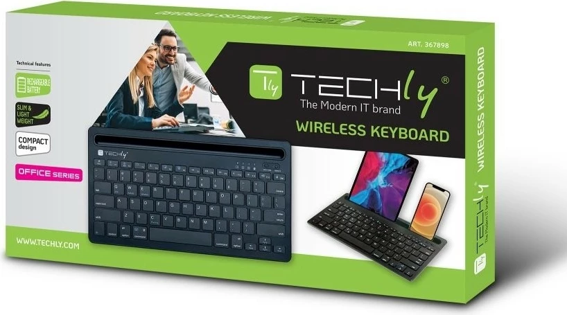 Tastierë Bluetooth Techly ICTBK102U me mbajtëse për tabletë dhe telefon, e zezë