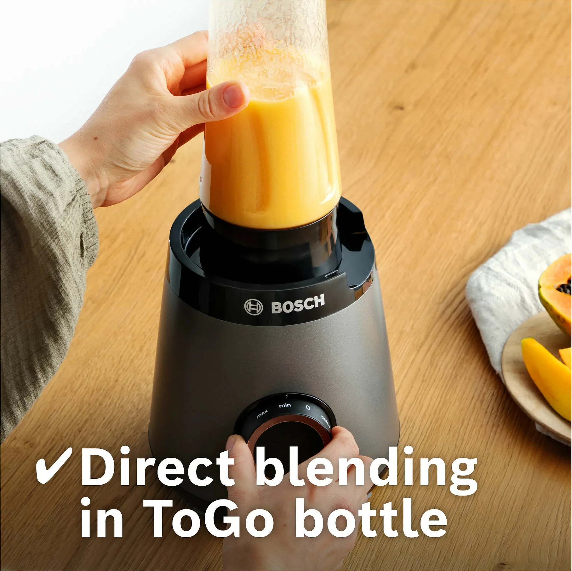 Blender tavoline Bosch Serie 4 MMB6177S, 1.5L, 1200W, i zi/argjendtë