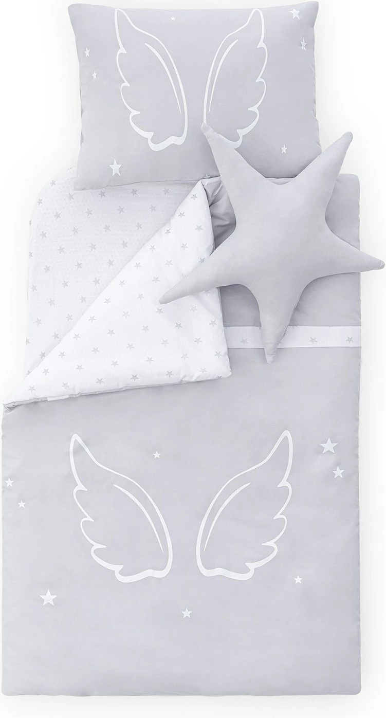Set gjumi për bebe, krahë engjëlli, ngjyrë gri, 5 pjesë