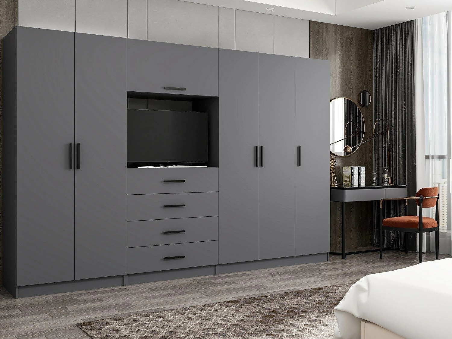 Dollap Skye Decor, ngjyrë antracit, 315x210x52cm, 10 pjesë