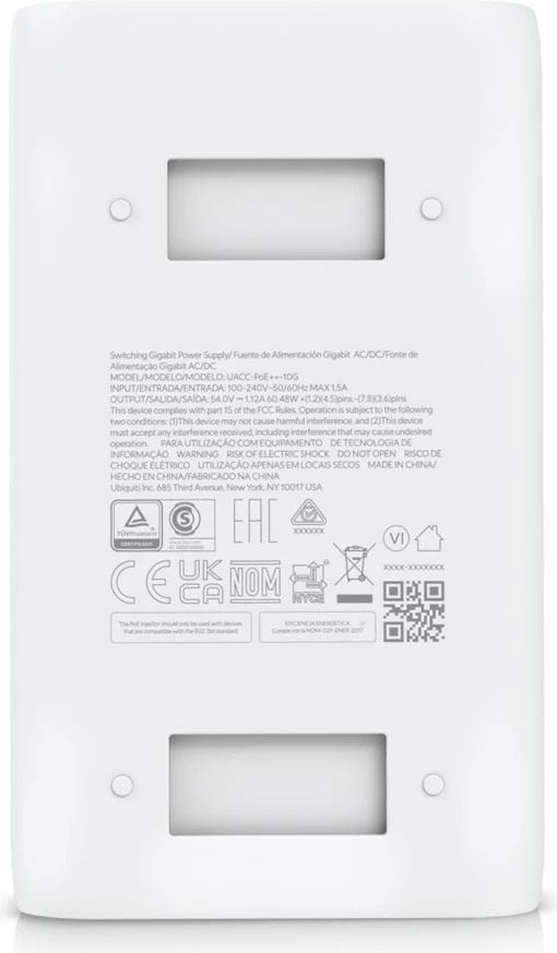 PoE furnizues Ubiquiti UACC-PoE++-10G, 10 Gigabit Ethernet, 54 V, i bardhë