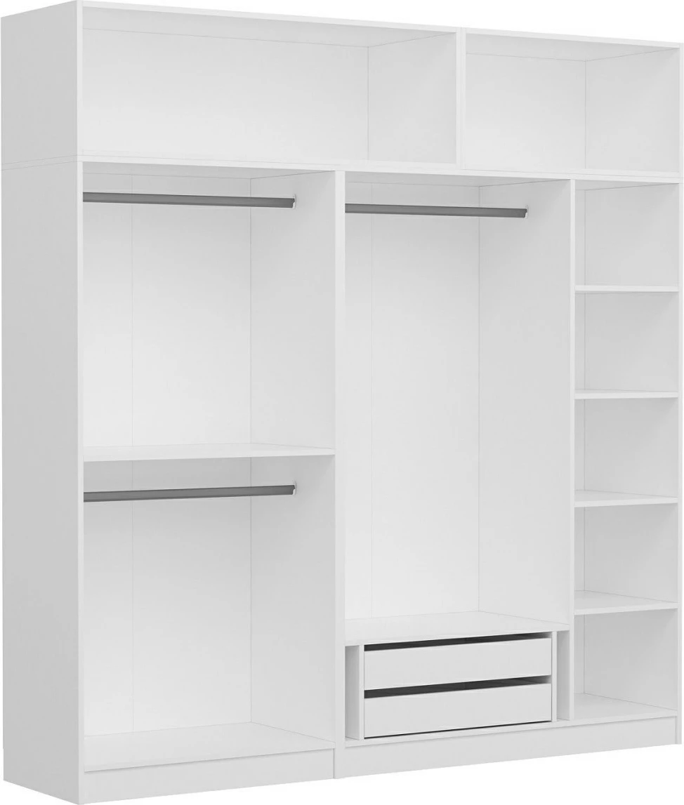 Dollap për dhomë gjumi, ngjyrë e bardhë, Skye Decor, 225x255x52 cm, 9 pjesë