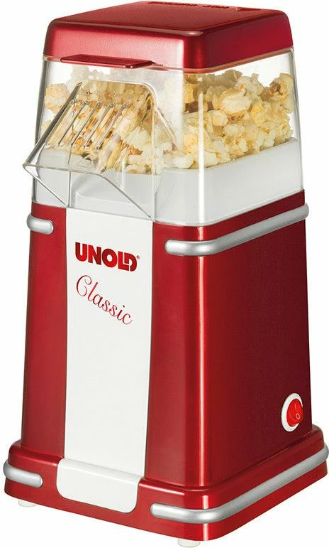 Aparat kokoshkash, UNOLD, Classic Popcorn Maker 48525, 900W, 100 g, pa vaj, e kuqe/bardhë