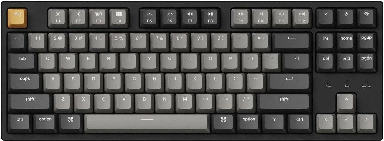 Tastierë Keychron C1 Pro, 80% TKL, Red Switch, RGB, Gri / Zi