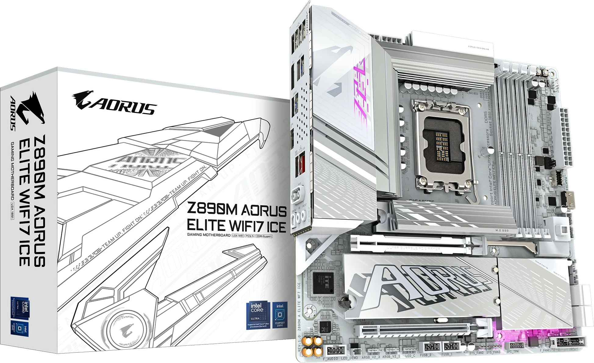 Pllakë amë Gigabyte Z890M Aorus Elite WF7 ICE, mATX, DDR5, e bardhë