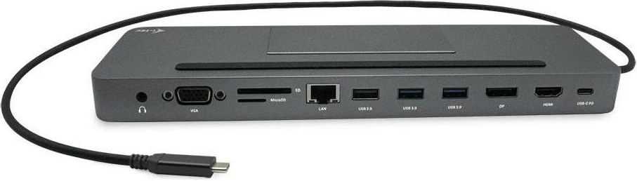 Doking stacion i-tec USB-C Metal Ergonomic 4K 3x Display, DP HDMI VGA LAN Audio, Power Delivery 85W, me karikues universal 100W