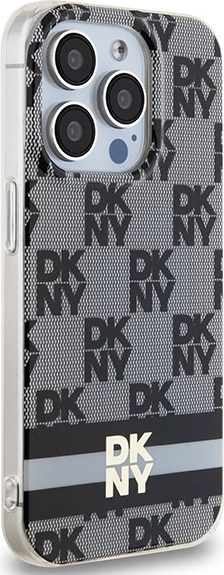 Mbështjellës DKNY IML Checkered Mono Pattern & Printed Stripes MagSafe për iPhone 14 Pro, Zi