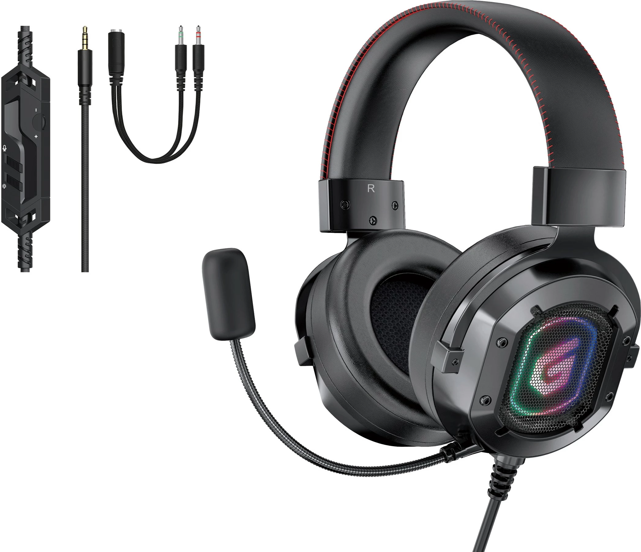 Kufje gaming Conceptronic Kli Audio, mikrofon, ndriçim RGB, kabllo 2.2m, e zezë
