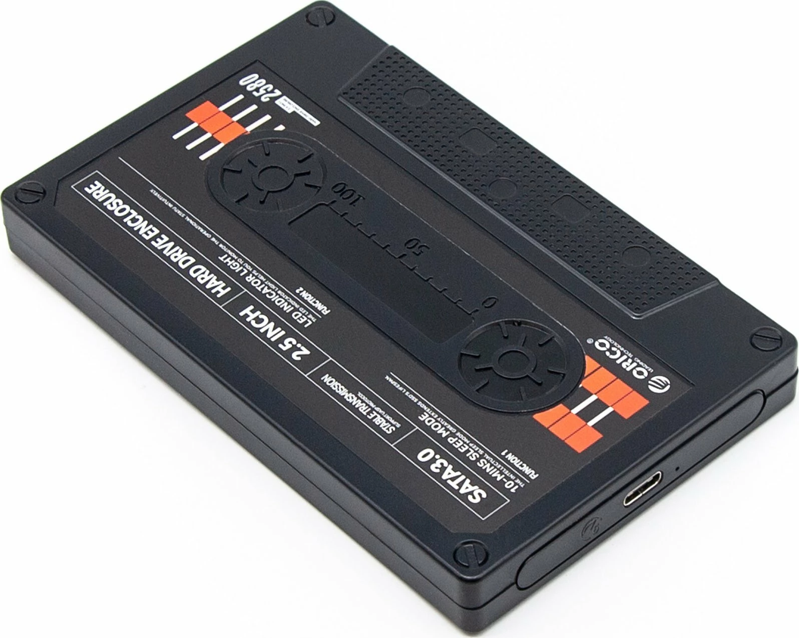 Kasë ekstern për disk 2.5" Orico 2580C3-V1-BK-EP, SATA III në USB-C 3.2 Gen1 6Gbps, deri 6TB, dizajn kasetë, e zezë
