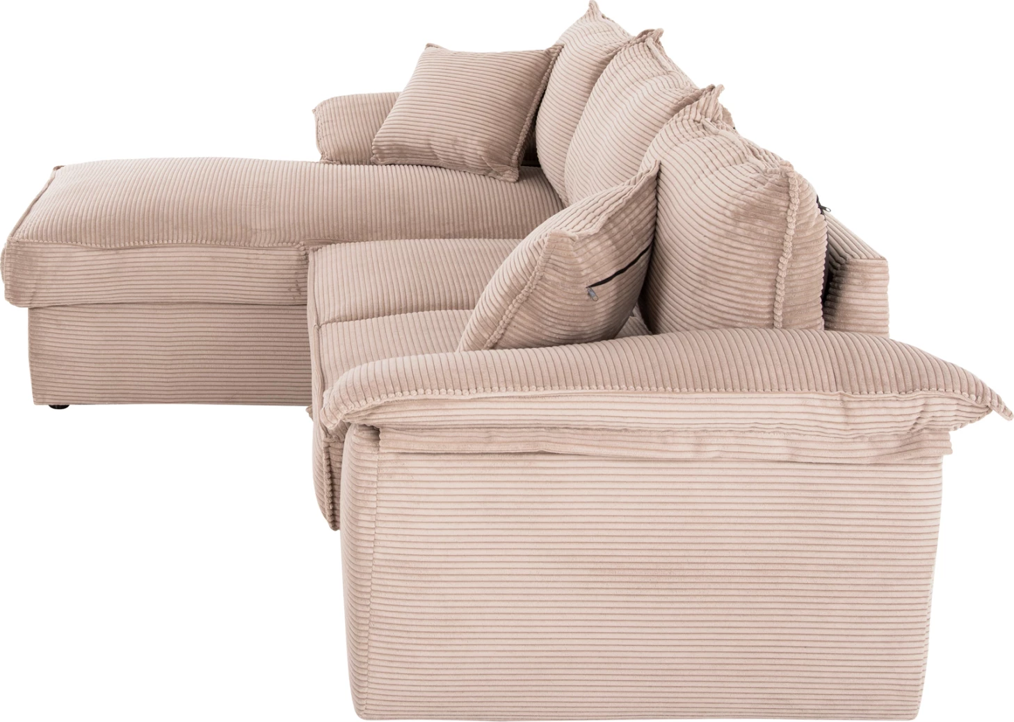 Divan këndor (majtas) me hapësirë ruajtjeje ALDO FH3276.01L, pëlhurë bezhë, 256x91-159x87H cm