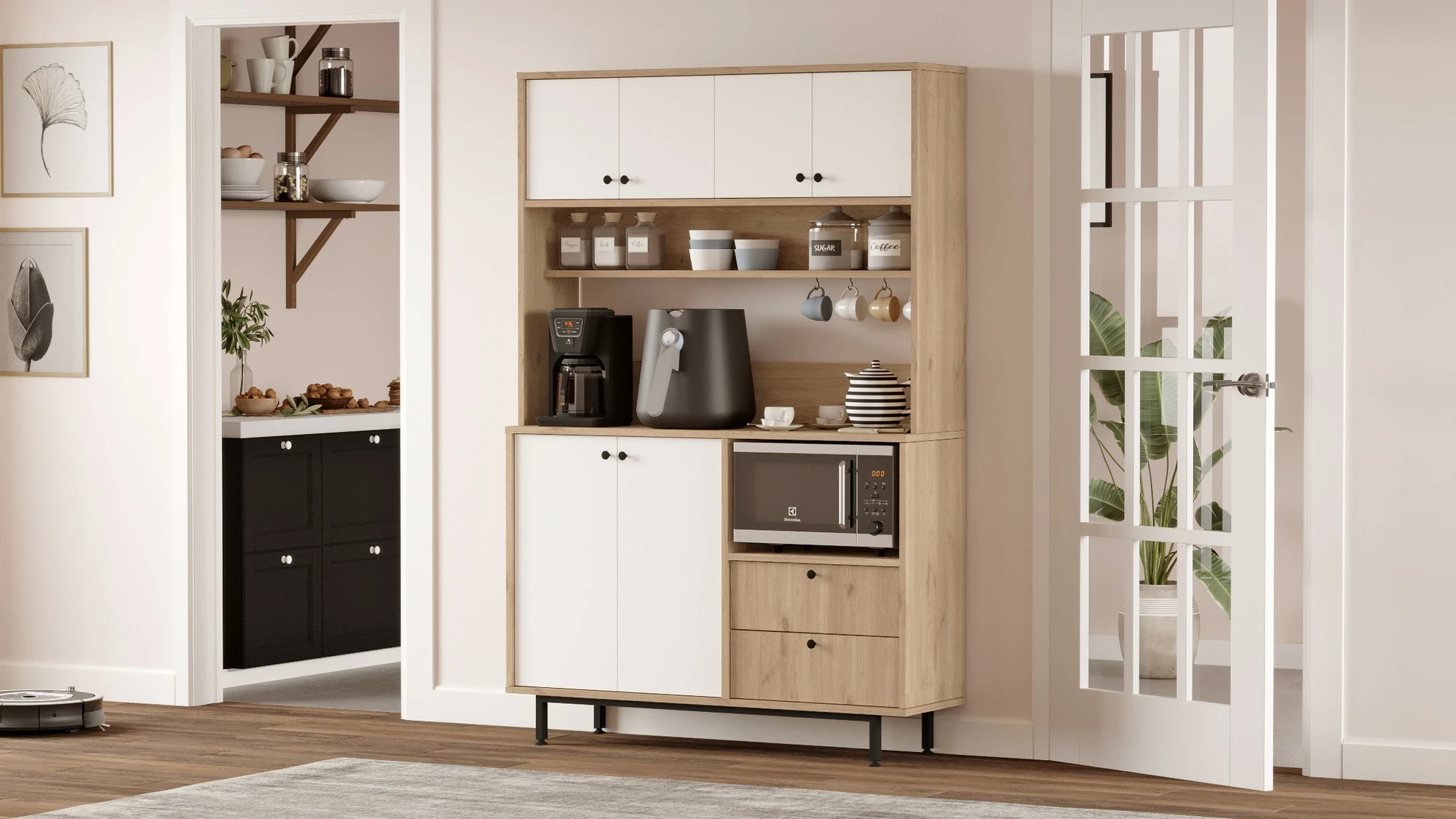 Dollap multifunksional, ngjyrë lis dhe e bardhë, Skye Decor, RE5-SW