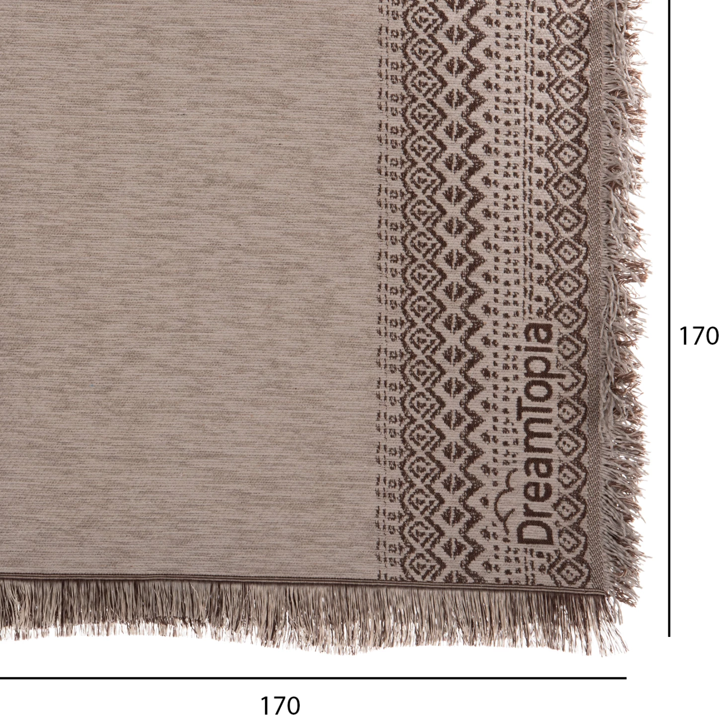 Mbulesë për divan me franja DREAMTOPIA FH12164.06 ngjyrë gri e lehtë 178x178 cm