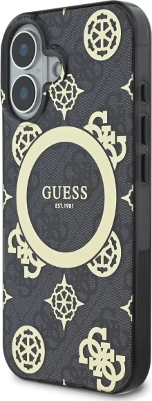 Mbështjellës Guess Peony On 4G MagSafe për iPhone 16, Zi