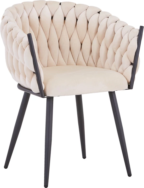 Tavolinë me karrige Vivian-Stoyen, 5 copë, kadife bezhë - mermer i bardhë, Φ120x75cm