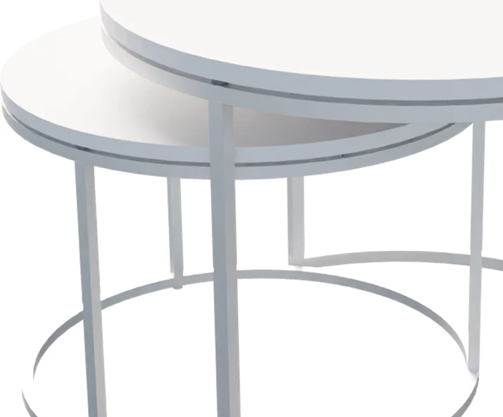 Set tavolinash kafeje Solme, metal dhe melaminë, ngjyrë e bardhë