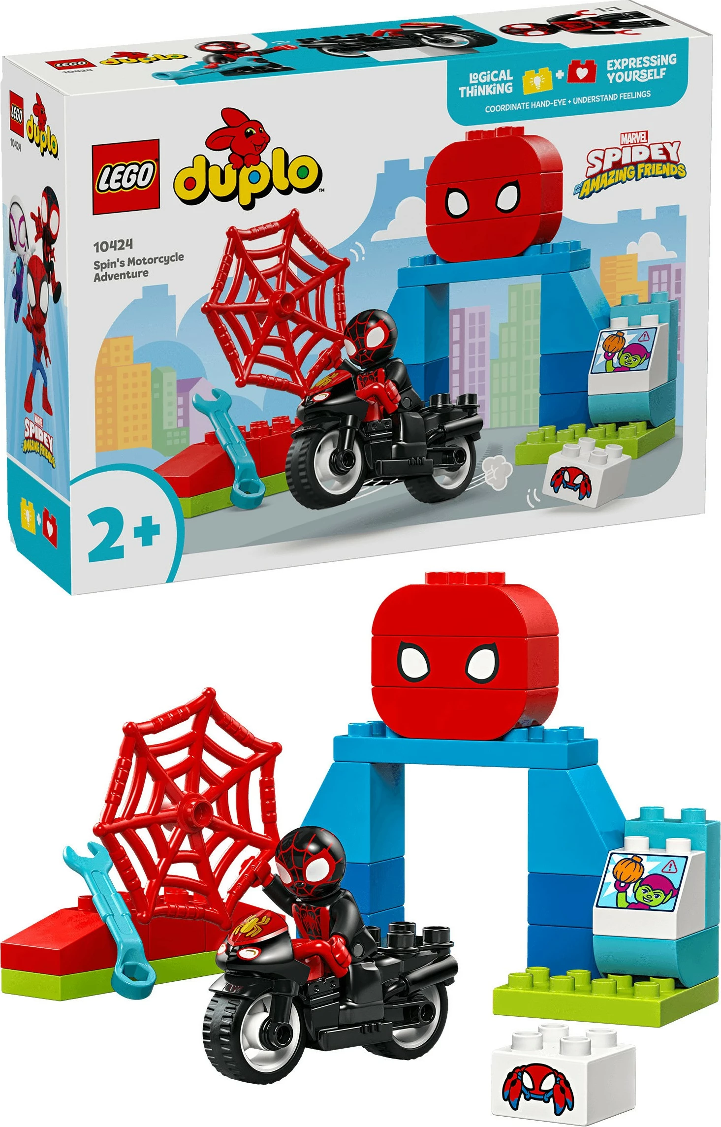 Set ndërtimi LEGO DUPLO Marvel 10424 Spin's Motorcycle Adventure, shumëngjyrësh