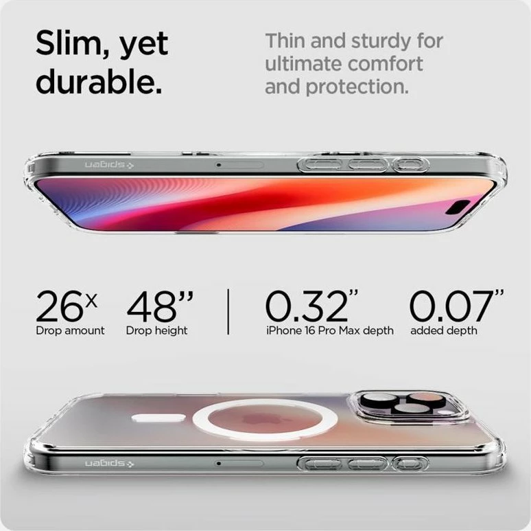 Mbështjellës Spigen Ultra Hybrid T Mag MagSafe për iPhone 16 Pro, TPU/PC, ring magnetik, i bardhë