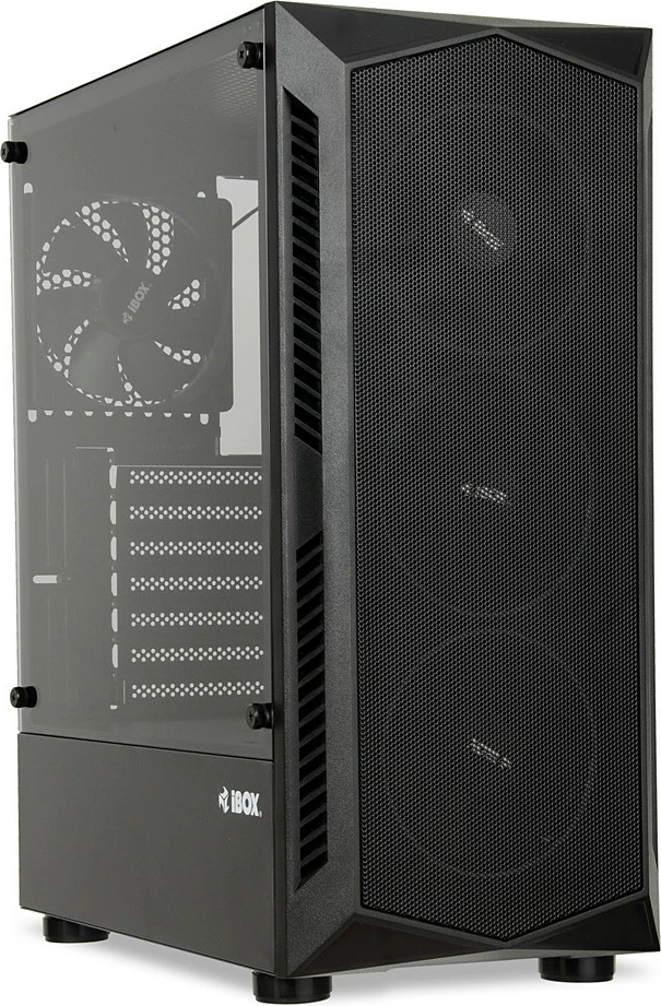 Kasë iBOX Lupus 27 OLU27, Midi Tower, ATX/UATX, 4 ventilatorë RGB, xham i temperuar, e zezë