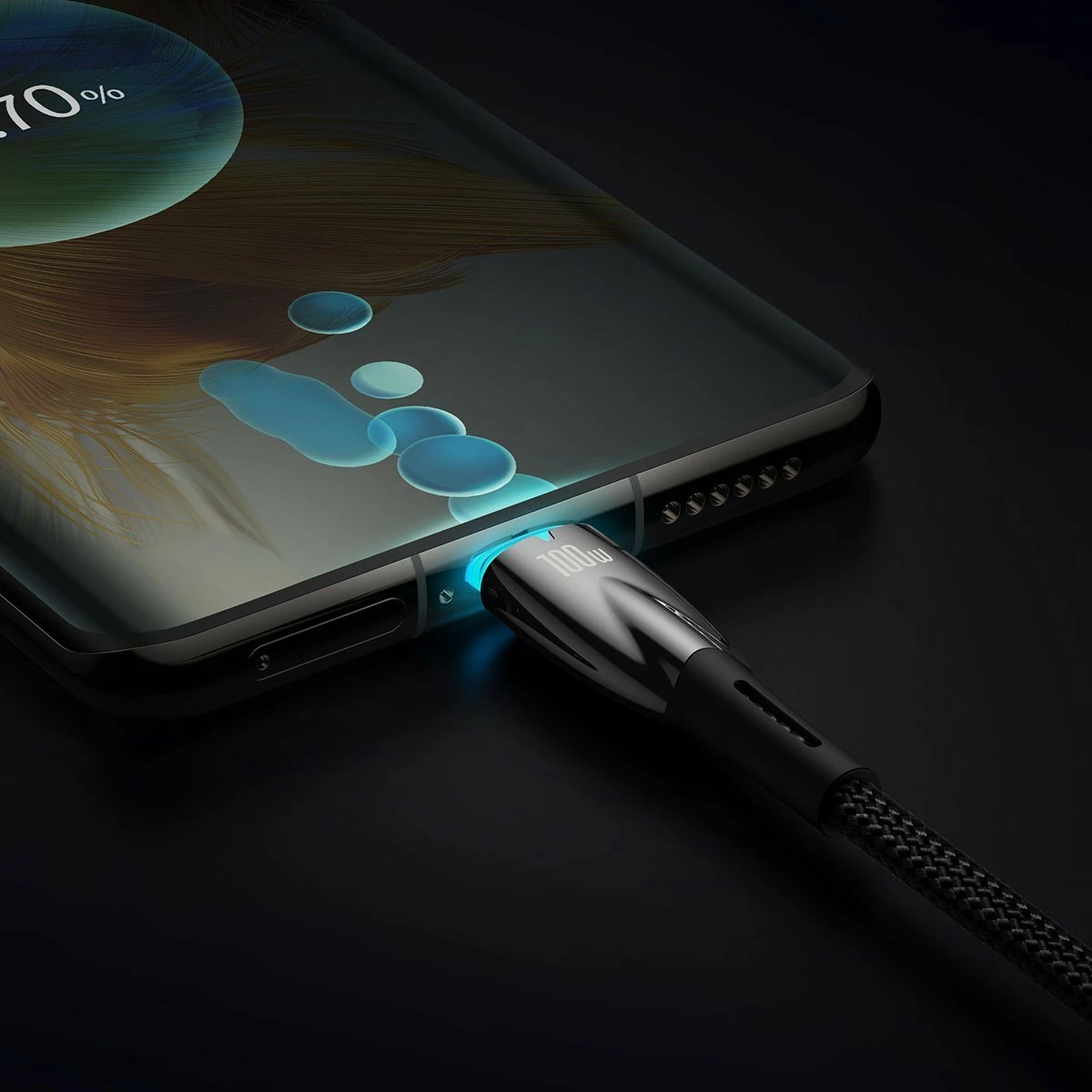 Kabllo USB-C në USB-C Baseus Glimmer Series CADH000701 1m PD 100W, e zezë