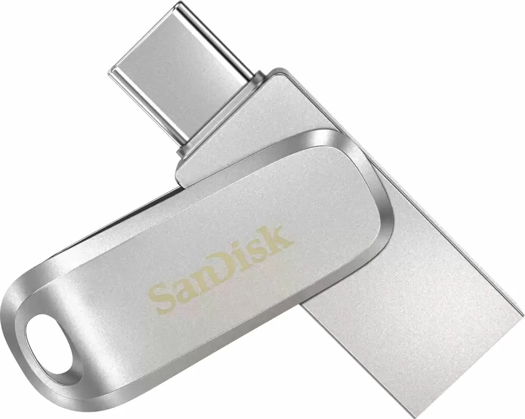 USB memorje SanDisk Ultra Dual Drive Luxe SDDDC4-128G-G46 128 GB, USB-C/USB-A, USB 3.2 Gen 1, metal, argjendtë