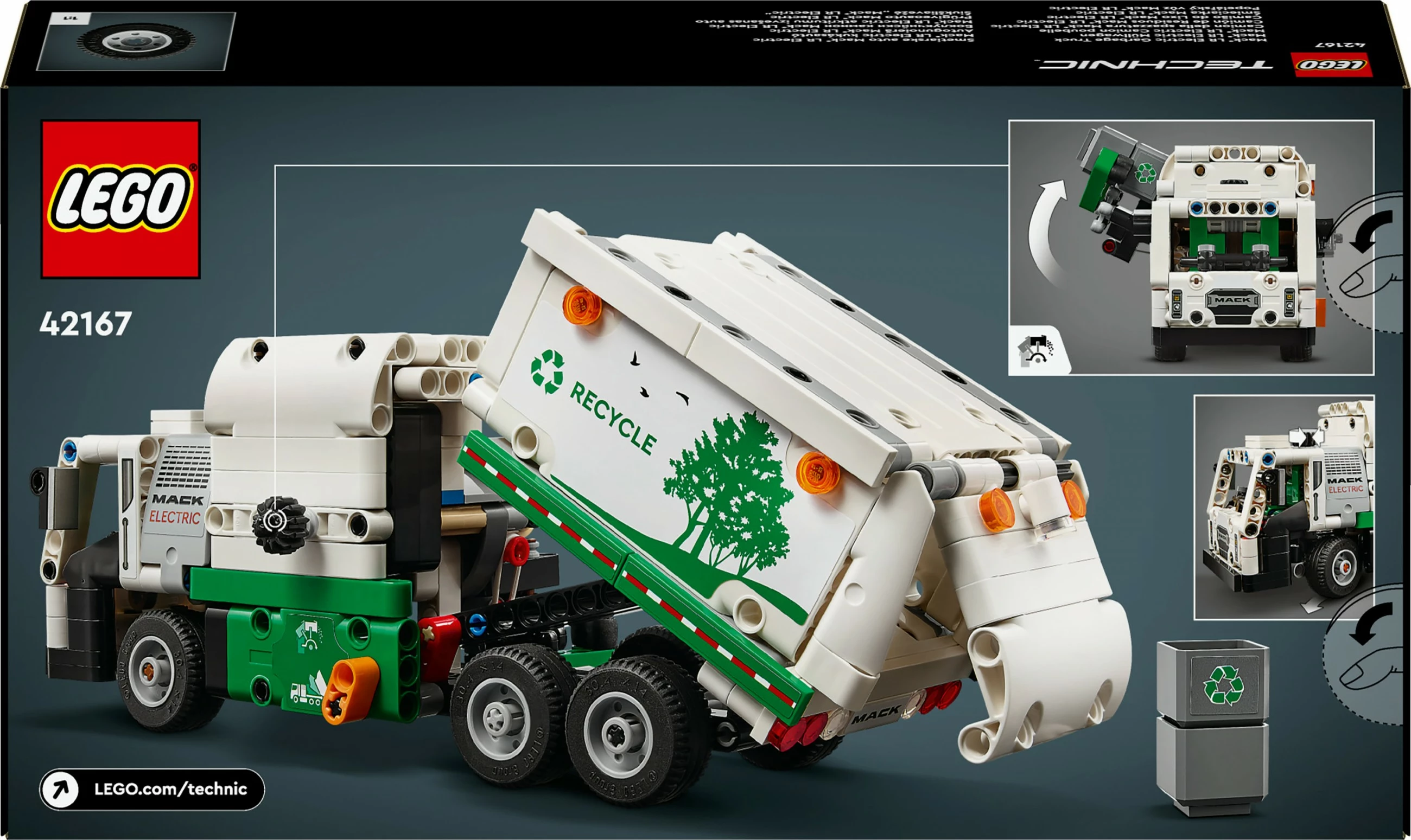 Set ndërtimi LEGO Technic Mack LR Electric Garbage Truck 503 pjesë shumëngjyrëshe