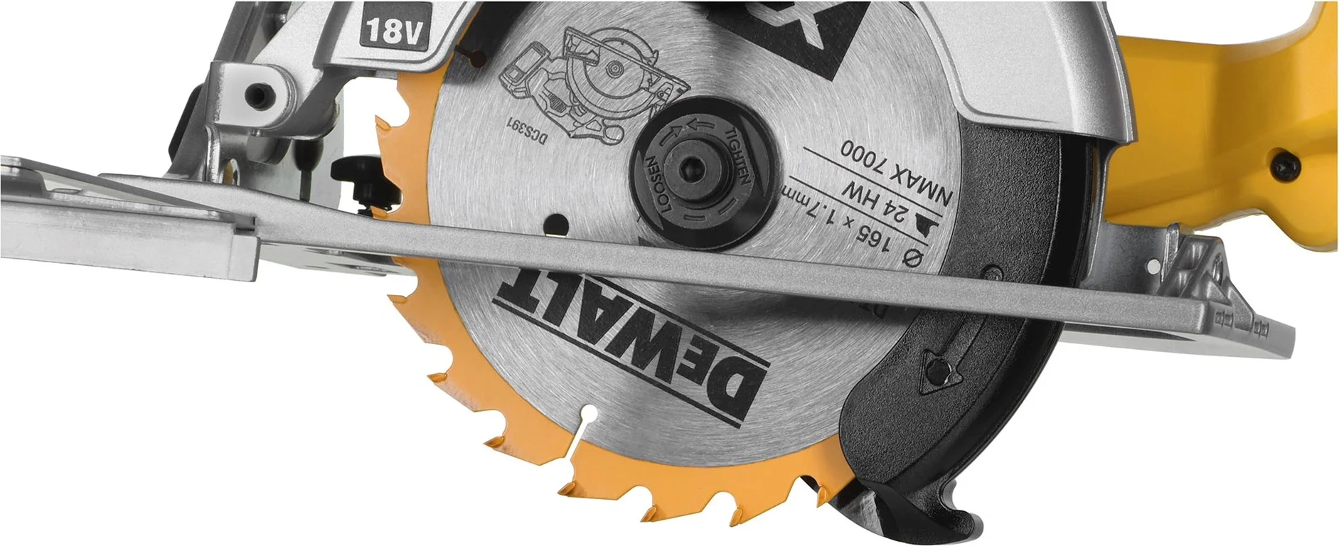 Sharrë rrethore DeWALT DCS391NT, e Zezë, Argjendtë, e Verdhe