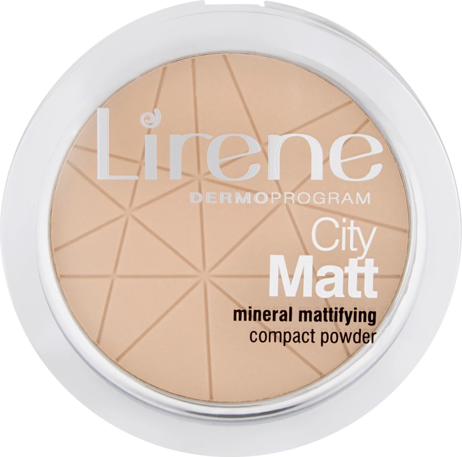 Puder kompakt matifikues për femra Lirene City Matt Mineral Mattifying Compact Powder 01 Transparentny, 9g