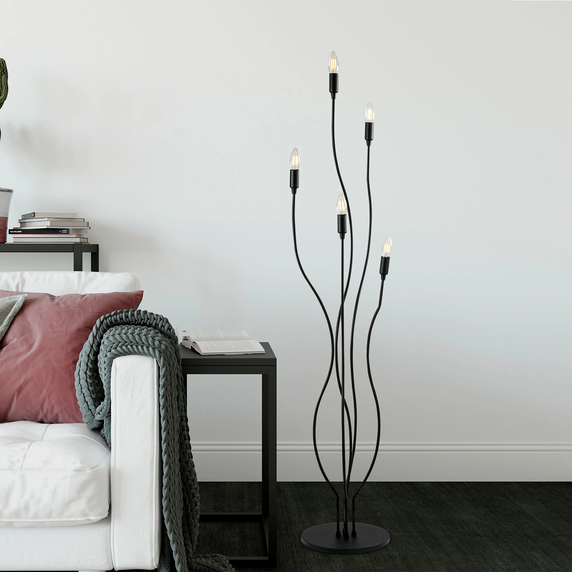 Llambë dyshemeje Opviq, Bonibon, e zezë, 35x35x155cm