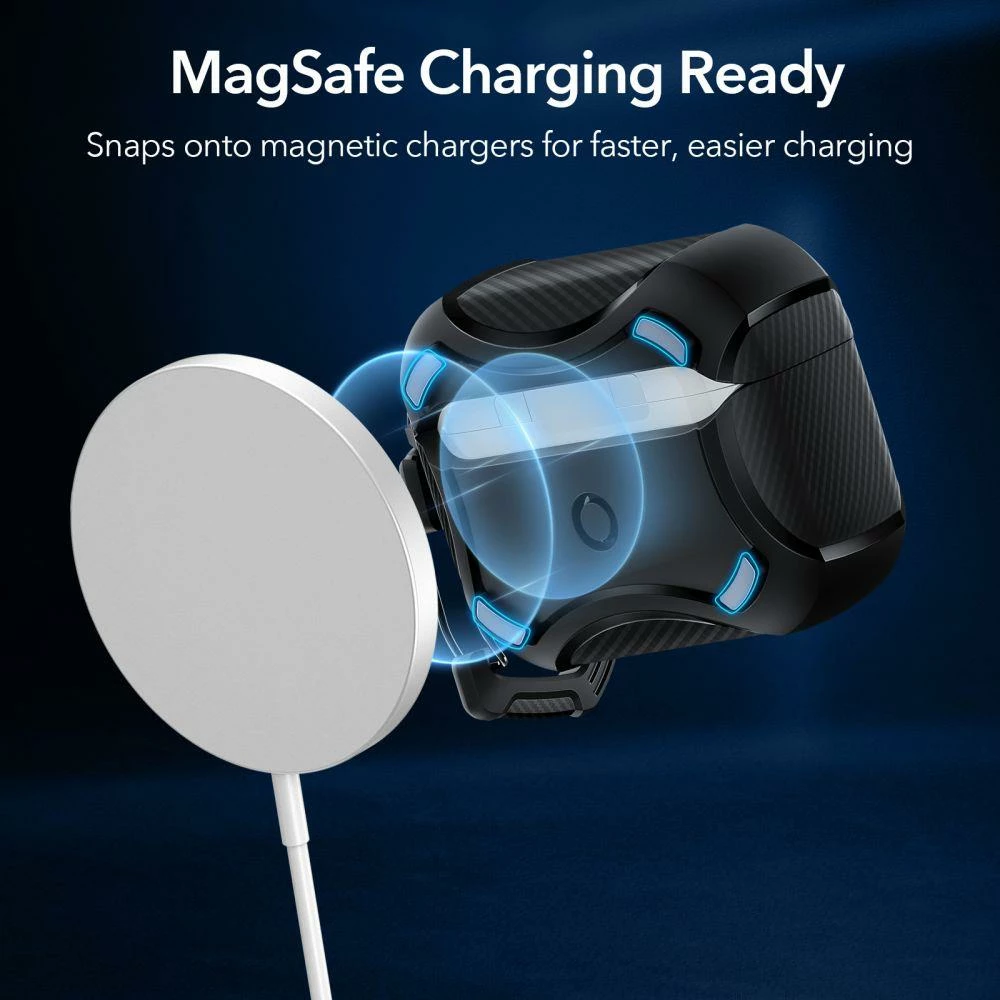 Mbështjellës ESR Cyber Armor Halolock me MagSafe për Apple AirPods Pro 1/2, e zezë