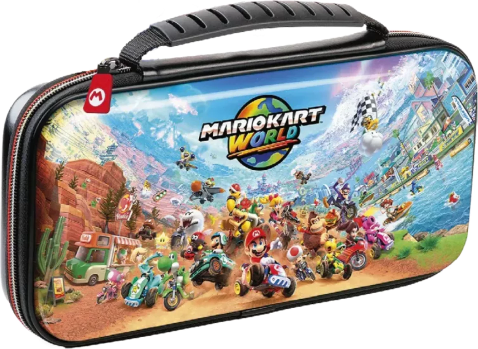 Kasë mbrojtëse Nacon Switch 2 Deluxe Mario Kart World, me stand, për 12 lojëra + 4 karta memorie, multikolor