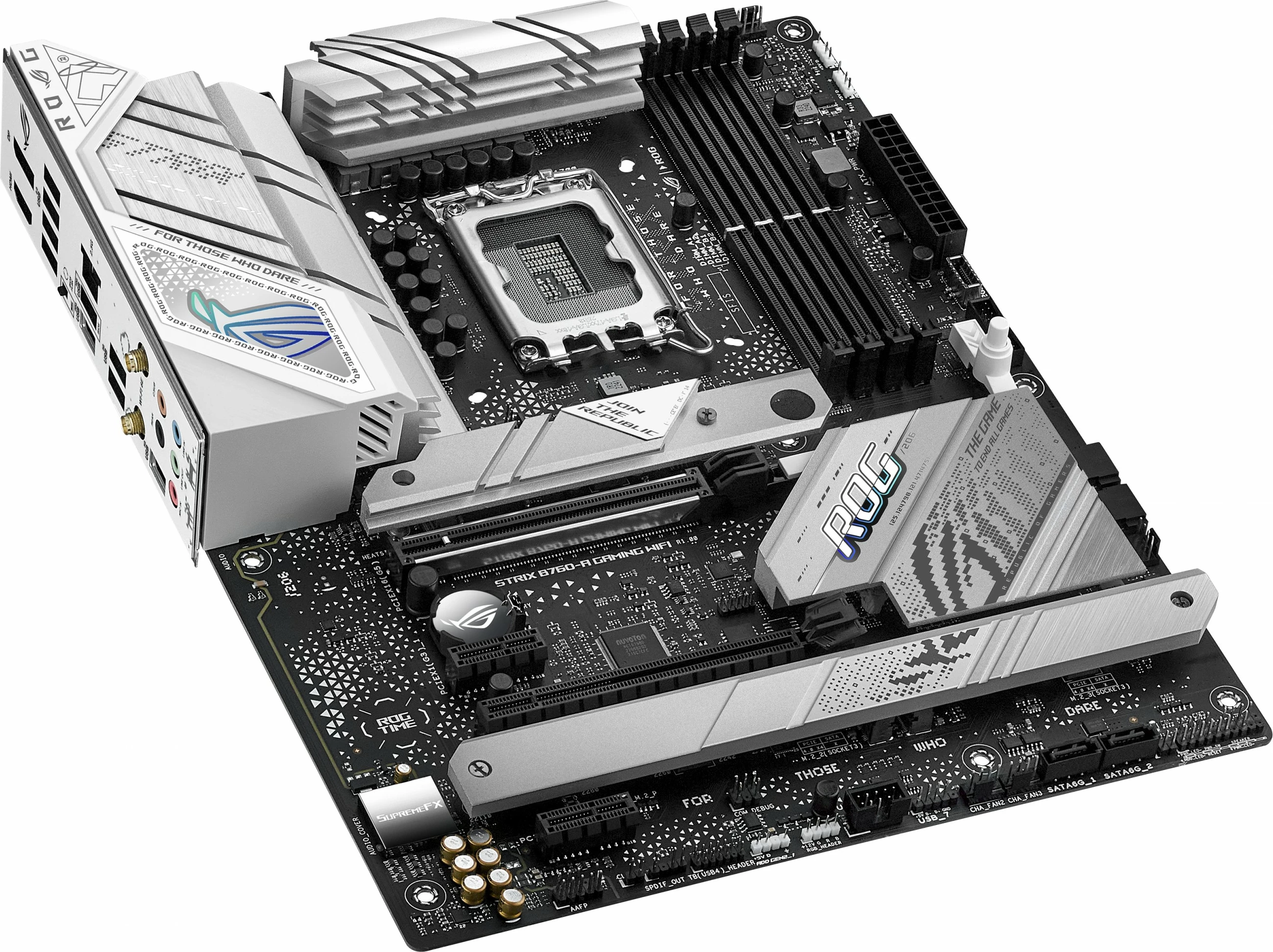 Pllakë amë ASUS ROG STRIX B760-A GAMING WIFI, Intel LGA 1700, DDR5, ATX, Wi-Fi, bardhë/argjend