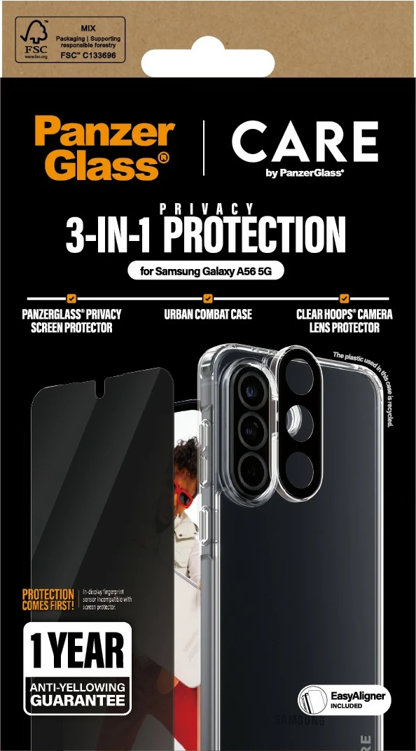 Mbështjellës PanzerGlass CARE Flagship 3-in-1 për Samsung Galaxy A56 5G, transparent
