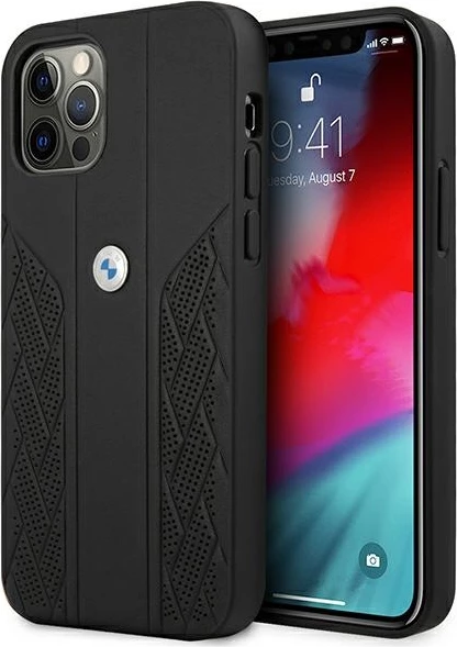 Mbështjellës BMW Curve Perforate për iPhone 12 Pro Max, 6.7", i zi