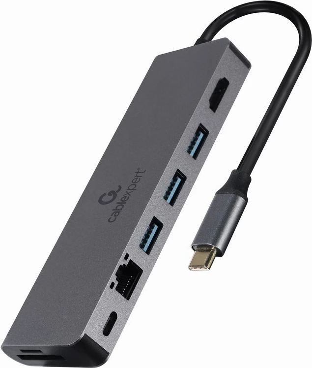 Përshtatës USB, Gembird A-CM-COMBO5-05, 5x porte, type-C, hiri
