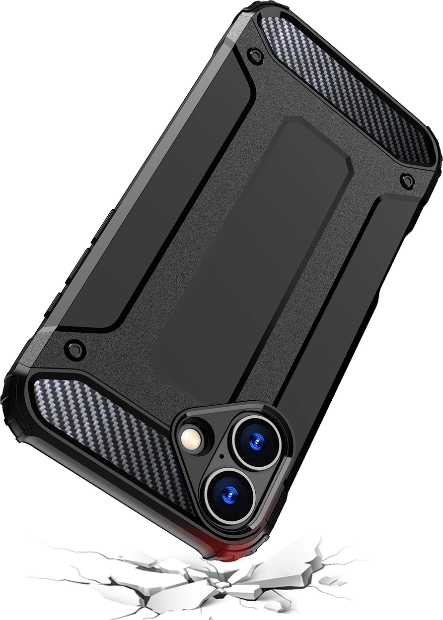 Mbështjellës Hurtel Hybrid Armor për iPhone 16 Plus, i zi