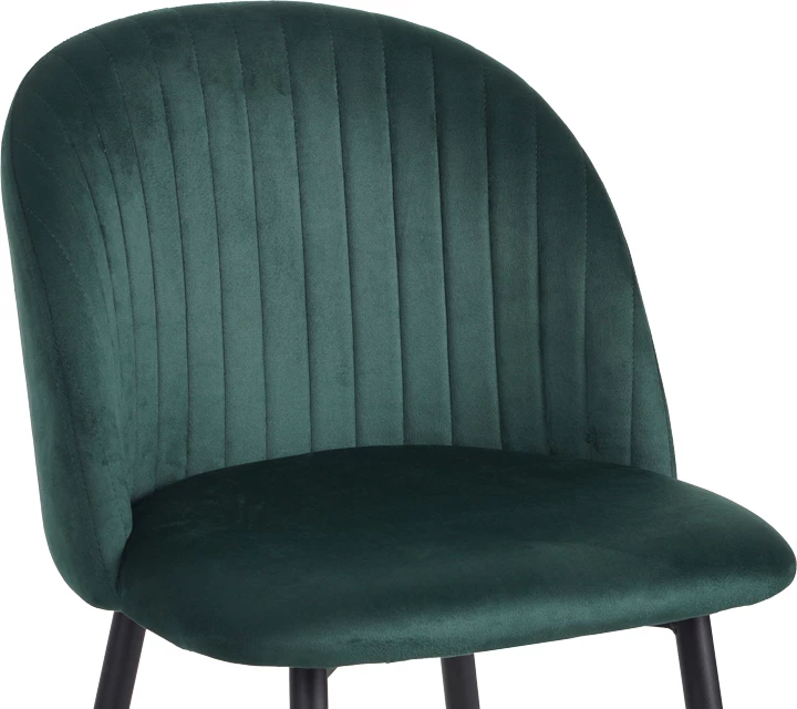 Karrige për bar, kadife, ngjyrë e gjelbër e errët, këmbë metali të zeza, 53x46.5x96.5