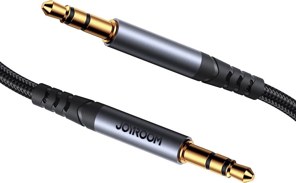 kabëll audio AUX 3.5 mm mashkull‑mashkull, Joyroom, SY-A08, 1.2 m, i zi