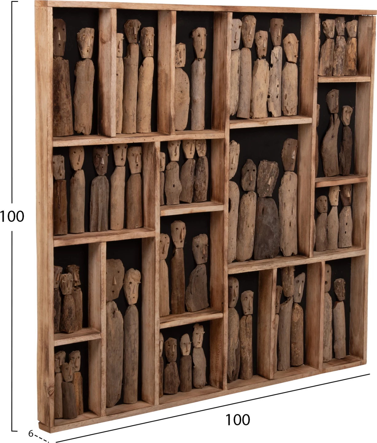 Dekor për mur MYST FH4274 kornizë me figurina prej druri të lundruar 100x6x100Hcm