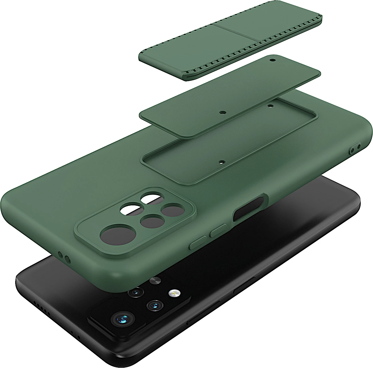 Mbështjellës Wozinsky Kickstand Case për Xiaomi Redmi Note 11/11S, silikon, i zi