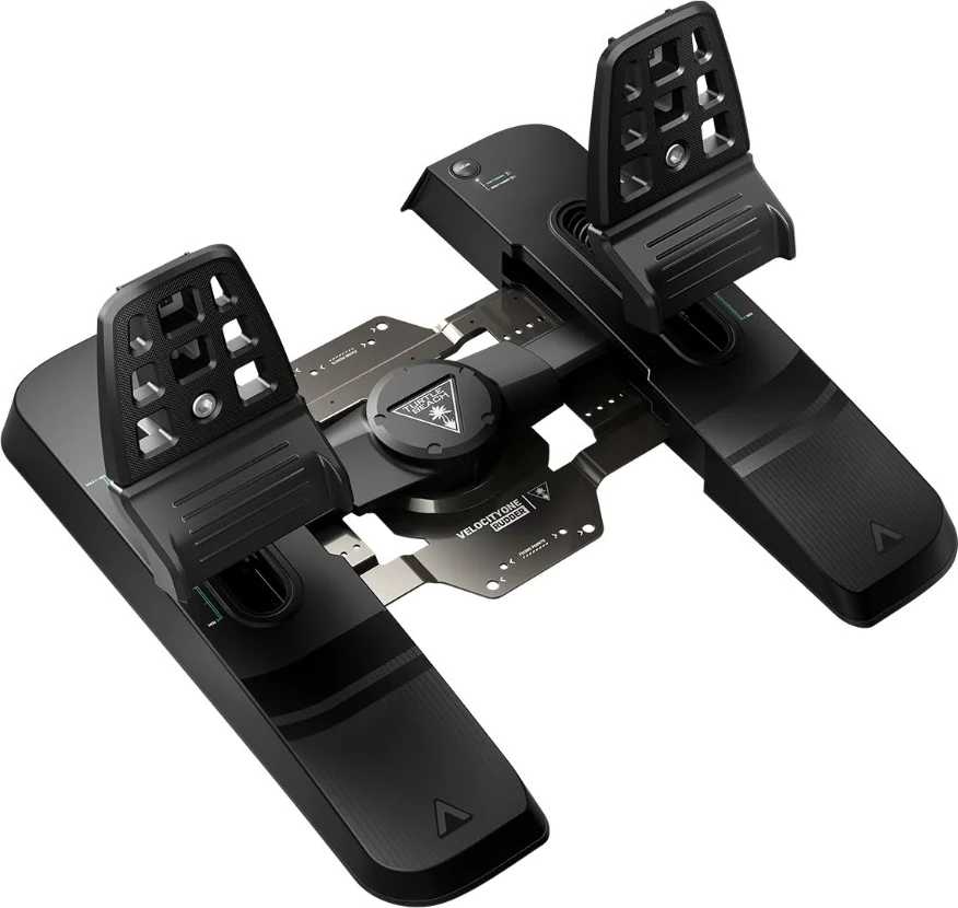 Pedale rudder Turtle Beach VelocityOne Rudder për PC dhe Xbox, USB-C, Hall sensor, frena diferenciale, të zeza