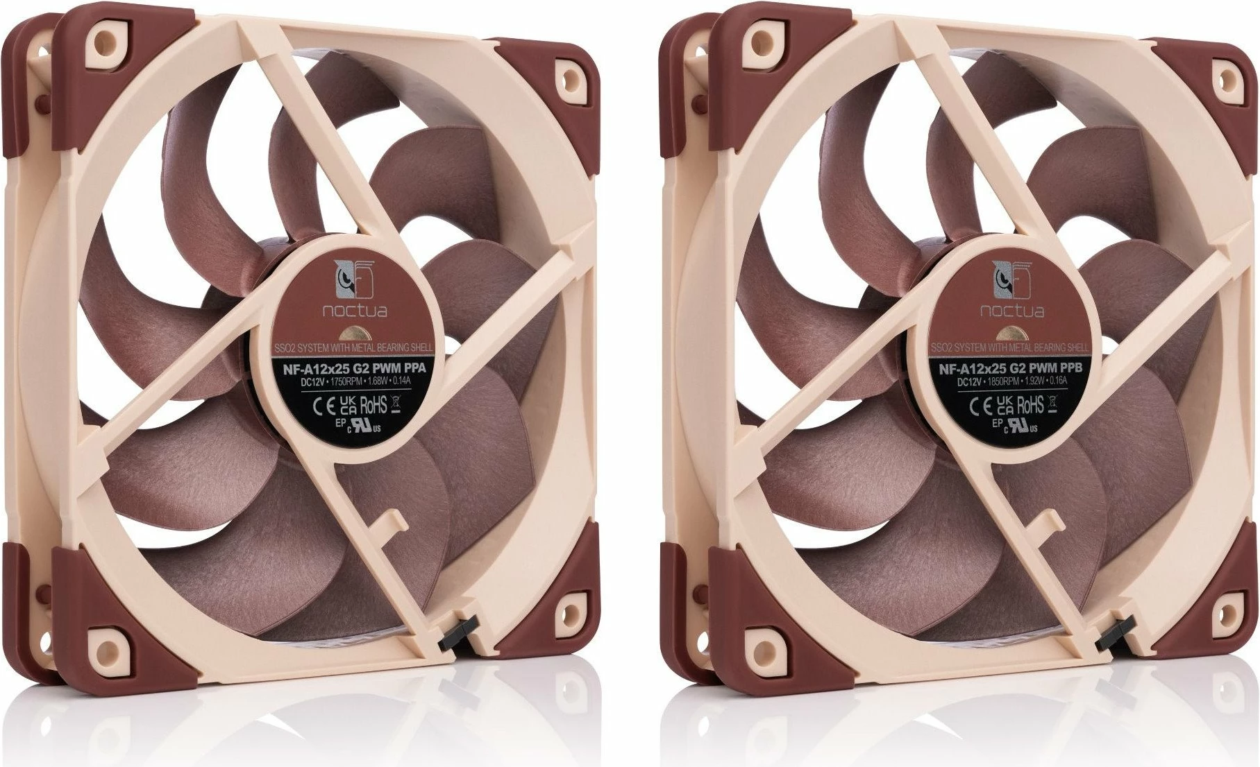 Ventilator për PC Noctua NF-A12x25 G2 PWM SX2-PP, 120mm, 1800rpm, set 2 copë, kafe