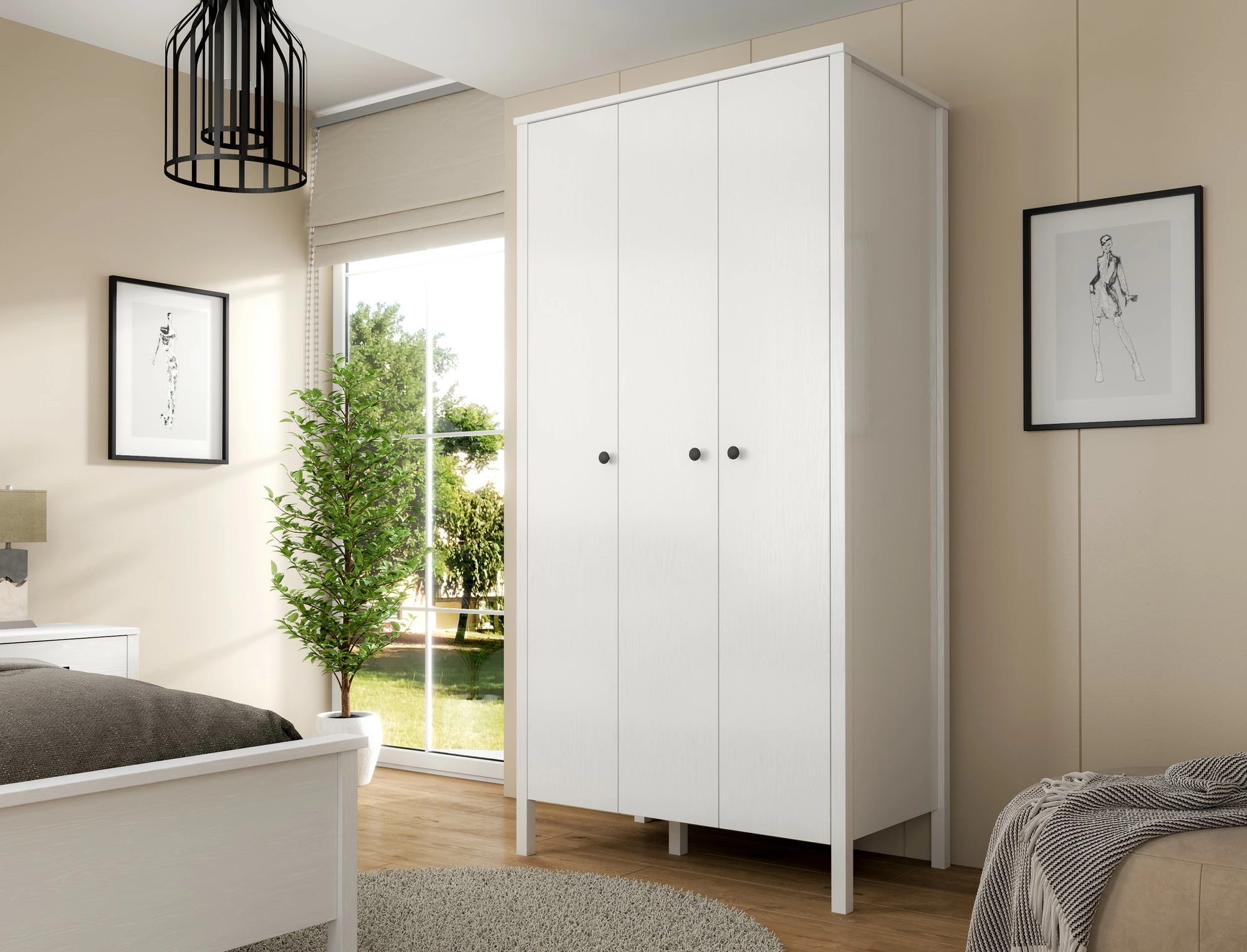 Dollap Hanah Home, FRN-20067, ngjyrë druri dhe e bardhë