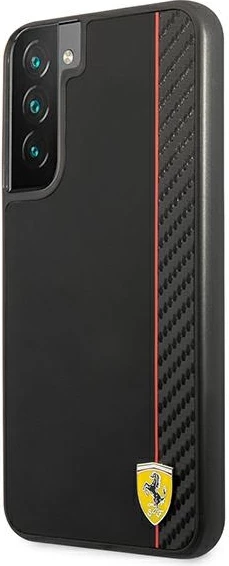Mbështjellës Ferrari On Track Carbon Stripe për Samsung Galaxy S22+, i zi