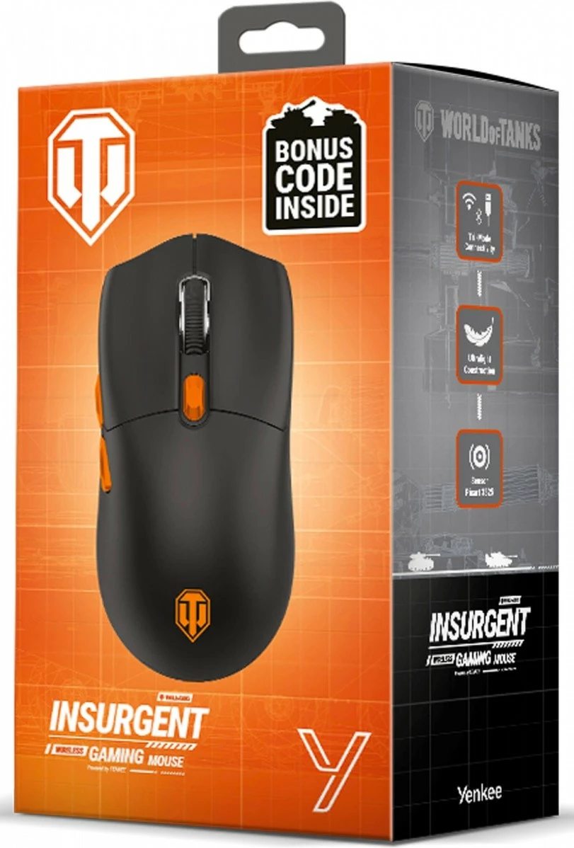 Maus gaming wireless YENKEE INSURGENT WT300, World of Tanks Limited Edition, i zi/portokalli