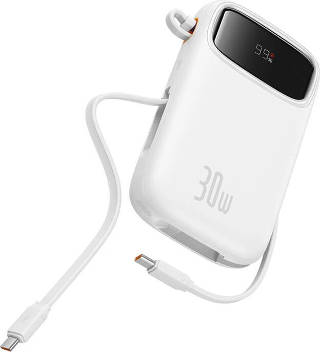 Powerbank Baseus QPow 2, 10000mAh, 30W, e bardhë
