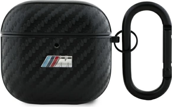 Mbështjellës BMW BMA4CMPUCA për AirPods 4, PU Carbon M Collection, i zi