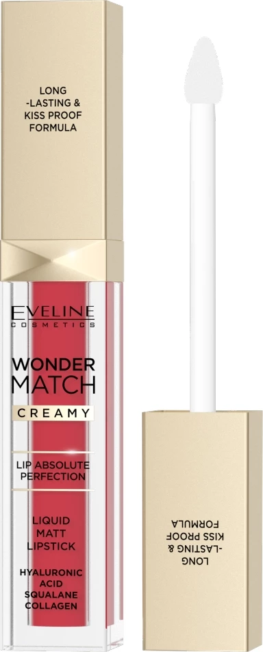 Buzëkuq i lëngshëm mat Eveline Cosmetics Wonder Match 06 Classic Red për femra, 6.8ml