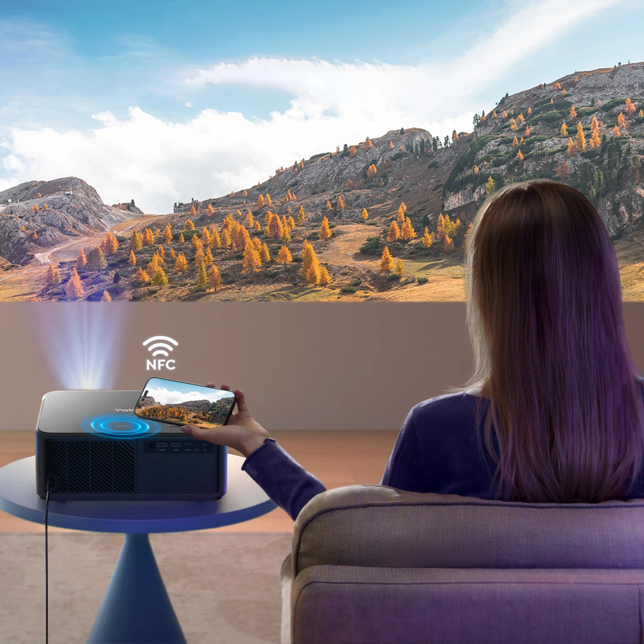 Projektor multimedial Yaber K2s, FullHD 1080p, JBL altoparlantë, Alexa, Wi-Fi 6, Bluetooth 5.0, i zi